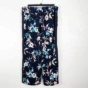 LANE BRYANT Polka Dot Floral Wide Legs Pockets Elastic Waist Pants, Size 18/20